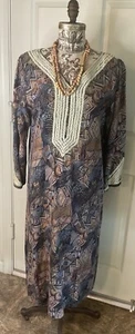 UNIQUE Vintage 1970 Caftan Hippie FALL Soft Heavy Cotton Braid L - Picture 1 of 9
