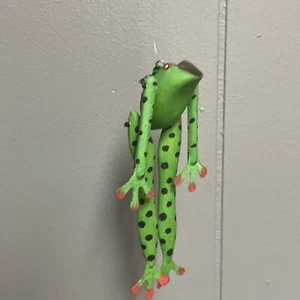 Bullfrog Green Spotted Frog Puppet Ornament Marionette Mobile 5" ❤️blt4j2 - Picture 1 of 10
