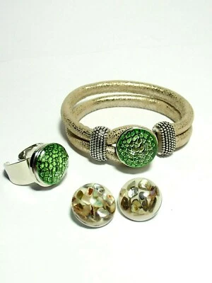 Wechselschmuck Armband  Ring im Set mit Click Snap Button Chunks Druckknopf NEU - Bild 1 von 2