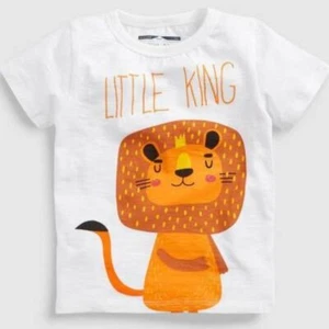 Next Kleinkind Jungen weißes kurzärmliges T-Shirt mit Löwenmuster - Bild 1 von 2