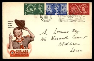 Mayfairstampst Great Britain fDC 1957 Scouts Jubilee Jamboree Tri Frank First Da - Picture 1 of 2