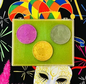 Mardi Gras Doubloon Krewe Of Iris 1970 New Orleans La Set Of 3 Music Case - Picture 1 of 4