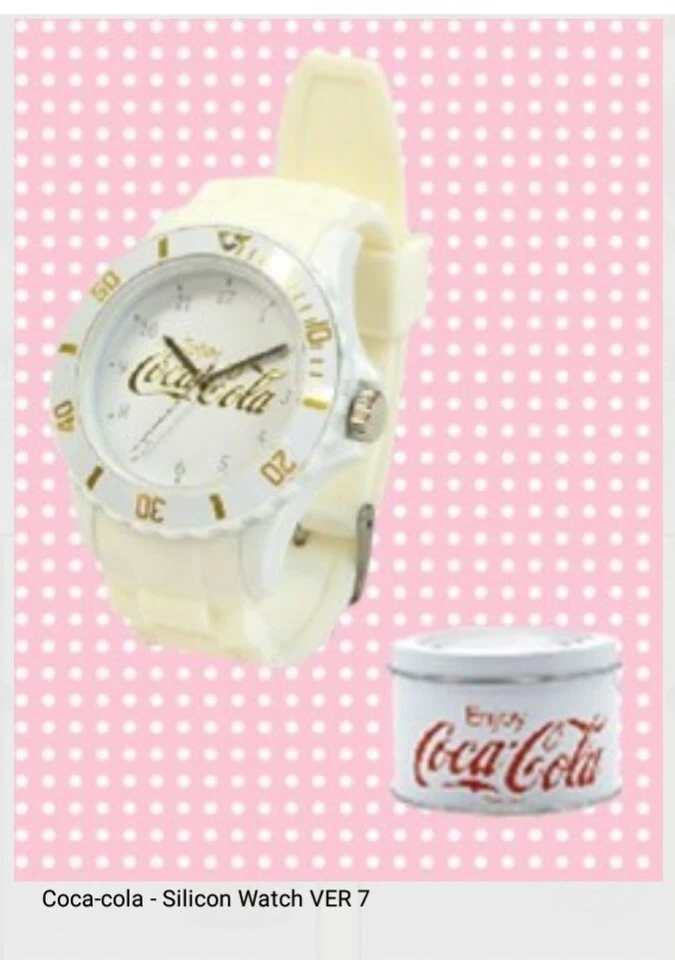  Reloj Coca~Cola Silicona Blanco con Oro. Muy bonito. Japón   Foto 1 de 1