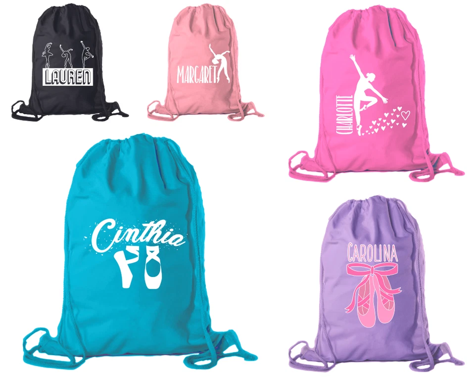 Personalized Dance Bags Ballet Drawstring Backpack Cotton for Girls - Image 1 of 1