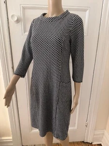 BODEN UK10L US6L Navy Blue Knee Length 3/4 Sleeve Winter Weight Dress Mock Neck - Picture 1 of 8