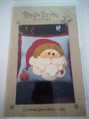 Bird Brain Designs Christmas Santa Pillow #572 Applique 14"X14"  - Image 1 of 2