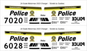 1:24 SCALE SURETE DU QUEBEC POLICE 2023 DODGE CHARGER PURSUIT WATERSLIDE DECALS - Bild 1 von 1