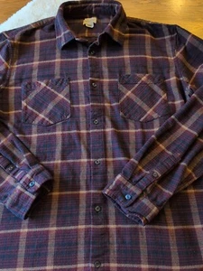 Extra Large Woolrich Plaid Flannel Shirt Men's Soft Cotton Burgundy Plaid EUC - Picture 1 of 9