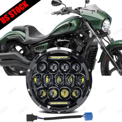 Faro LED de 7 pulgadas alto bajo para Yamaha V-Star XVS 650 950 1100 Classic Stryker Foto 1 de 4