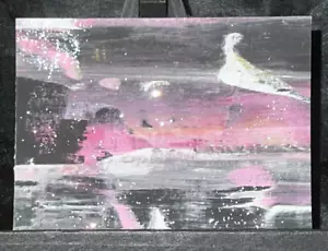 Original ACEO Pink Floyd Galaxy Island Medium Acrylic on Paper Signed by Artist - Picture 1 of 1