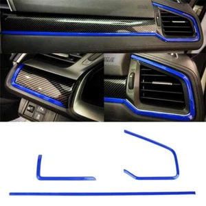 3pcs Console Center Dashboard Frame Strip Trim For Honda Civic 2016-2021 2020 - Foto 1 di 8
