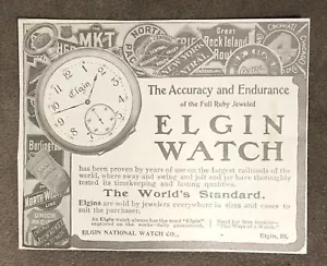 Orologio da Tasca Vintage Elgin Stampa Pubblicità Rubino Gioiellato 4,75 X 3,75” L3 - Foto 1 di 1