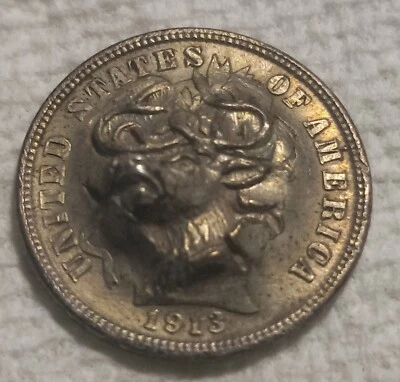 1913  Barber Dime Silver with ELK Pop out  3D Push Punch Out Repousse coin - Image 1 of 2