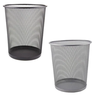 Metal Waste Paper Rubbish Bin for Office Bedroom Small Mesh Desk Litter 10L - Image 1 of 4
