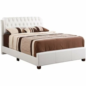 Glory Furniture Marilla Faux Leather Upholstered Full Bed in White - Picture 1 of 7