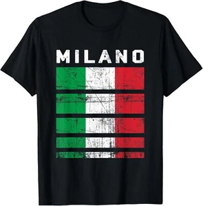 Milan Souvenir Milano Gift Italian Flag Italy Italia T-Shirt Hoodie - Picture 1 of 9