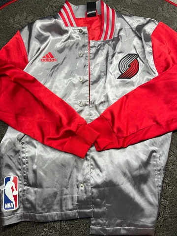 Adidas NBA Portland Trail Blazers Men's Silver/Red Snap Up Track Jacket Size M Cover