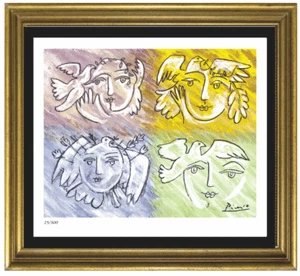 Pablo Picasso ""Quattro volti della pace"" firmato numb srl stampa ed (senza cornice) - Foto 1 di 2