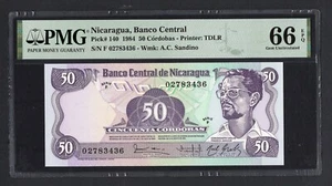 Nicaragua 50 Cordobas 1984 P140 Uncirculated Graded 66 - Picture 1 of 2