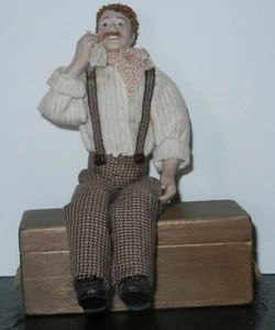 Figura de carpintero/comerciante miniatura hecha por artista de 6" más 15 herramientas + caja de herramientas - Imagen 1 de 24