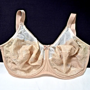 Wacoal Beige BH 42G Retro Chic Vollfigur Style 855186 Halbtransparent Bügel - Bild 1 von 6