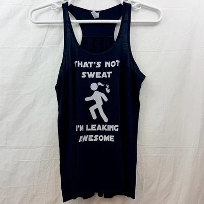 That's Not Sweat I'm Leaking Awesome Workout Racerback Tank Women L Black - Image 1 of 4