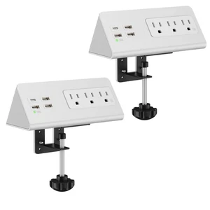EMERISING Desk Clamp Surge Protector, 2 Pack, White - Picture 1 of 2