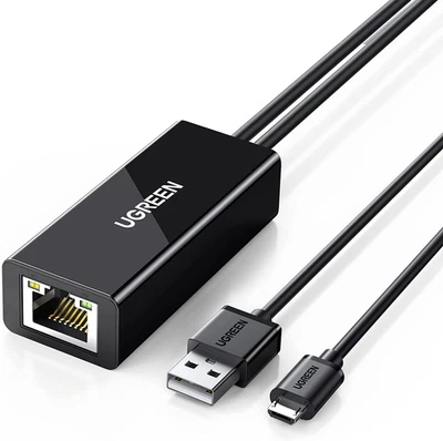 Adattatore Micro USB a Ethernet RJ45, Convertitore Di Rete Lan 100Mbps Con Cavo  - Immagine 1 di 4