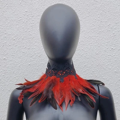 Cuello falso de piel de plumas naturales para disfraces de Halloween fiesta disfraces Foto 1 de 4