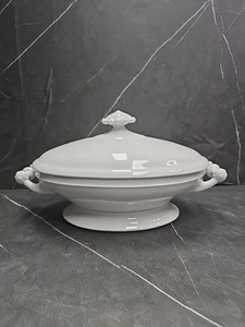 F Alluaud Marked Late 1800's White French Covered Serving Dish Or Tureen - Picture 1 of 11