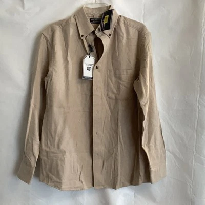 NEW NWT Men Small ROUNDTREE & YORKE Portuguese Flannel Shirt Tan 100% Cotton ** - Image 1 of 4