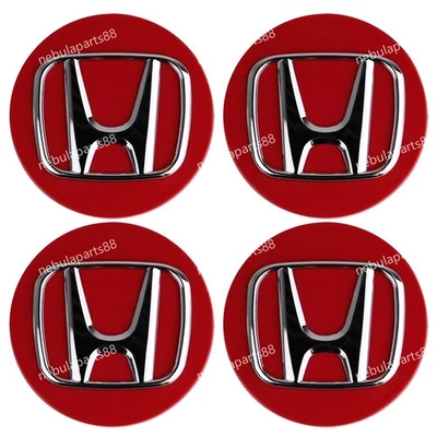 Honda Set Of 4 Red /Silver Wheel Center Caps 69MM - - Satisfaction Guaranteed - Image 1 of 4