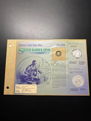 1909 Silver Barber Dime U.S. Mint Certified (P) w/ Certification packaging - Image 1 of 4