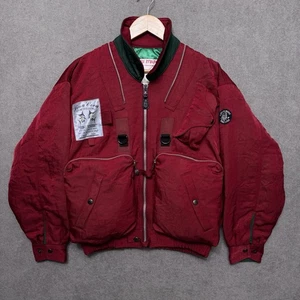Sina Cova Lupo Di Mare Multi Pocket Cargo Nylon Boxy fit Bomber Jacket Red S - Picture 1 of 19
