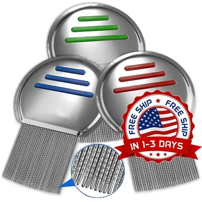 Juego De 3 Peines Para Liendres Con Puntas Redondeadas Para Eliminar Piojos NEW. - Image 1 of 4