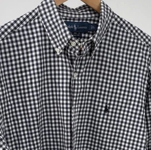 POLO RALPH LAUREN Hemd Classic Fit Button Herren Größe Large schwarz-weiß kariert - Bild 1 von 7