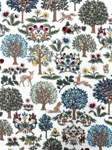 Forest Animals Tela Crema Morris Estilo Art Nouveau Algodón Floral Inglés - Imagen 1 de 4