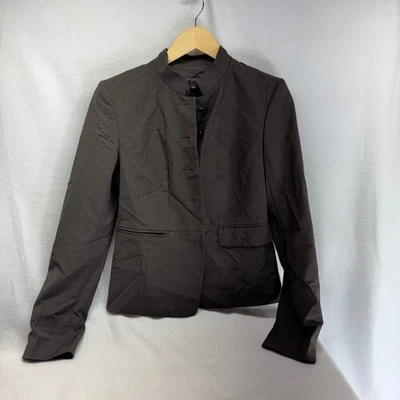 Ann Taylor 女式西装外套 0 码 Mandarine 领纽扣前职业棕色 — 第 1/4 张图片