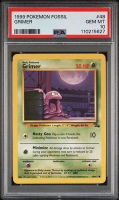 1999 Pokemon Unlimited Fossil # 48 Grimer PSA 10 Card GEM MINT! Trusted Seller! - Image 1 of 2