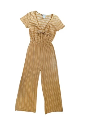 Caution To The Wind Yellow Striped Jumpsuit Playsuit UK 8/10 cotton mix vgc  - Image 1 of 4