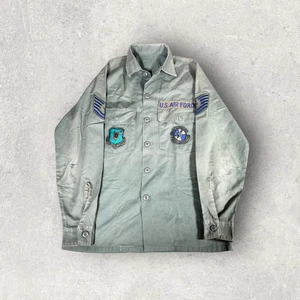 Vintage 60s US Air Force OG-107 Utility Type 1 Button Up Shirt Size Med USA Fade - Picture 1 of 12
