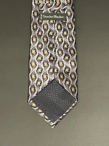 STANLEY BLACKER Men's 100% Silk Necktie Designer Geometric Gray EUC - Picture 1 of 10