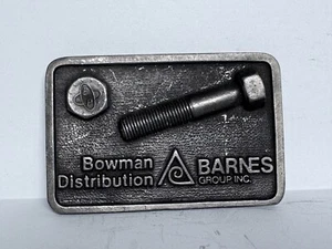 Vintage Bowman Distribution Barnes Group Solid Metal Belt Buckle - Picture 1 of 6