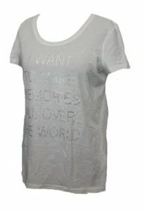 CAMISETA SEÑORA TOM TAILOR PRINT MANGA CORTA BEIGE ESCRITURA T. S 36 NUEVA - Imagen 1 de 3