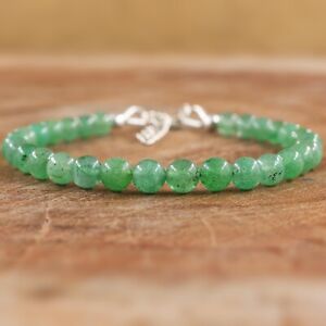 Smooth round Zambian Emerald beads bracelet for women, AAA Emerald bracelet