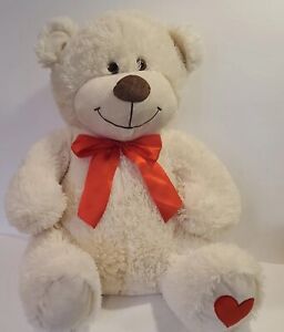 Animal Adventure Jumbo Cream Bear Soft Large Stuffed Plush Valentine Heart 19 "
