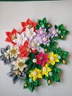 Clearance. Job Lot Of 12 Fabric Double Flower Brooches With Bees!!