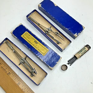 Lote De Colección 2 Cables de Lápiz de Arco Charles Bruning Co Brújula Herramientas de Borrador (Alemania) - Imagen 1 de 22