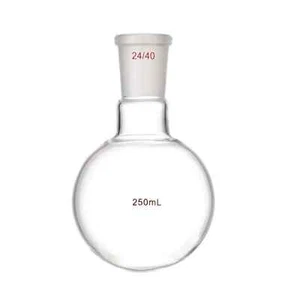 250ml 24/40 Round Bottom Glass Flask Single Neck with 24/40 glass stopper free - Picture 1 of 6