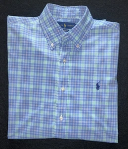 Polo Ralph Lauren Dress Shirt Classic Fit Pony Logo Blue Long Sleeve Men's M - Picture 1 of 5